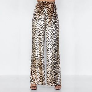 Nasty Gal Out of Touch Velvet Leopard Pants